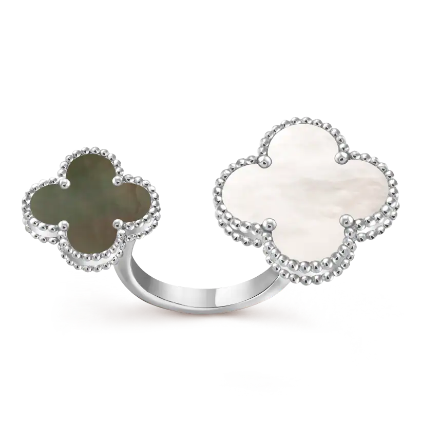 Van Cleef&Arpels Magic Alhambra Finger Ring Solid Silver S925 Mother of Pearl
