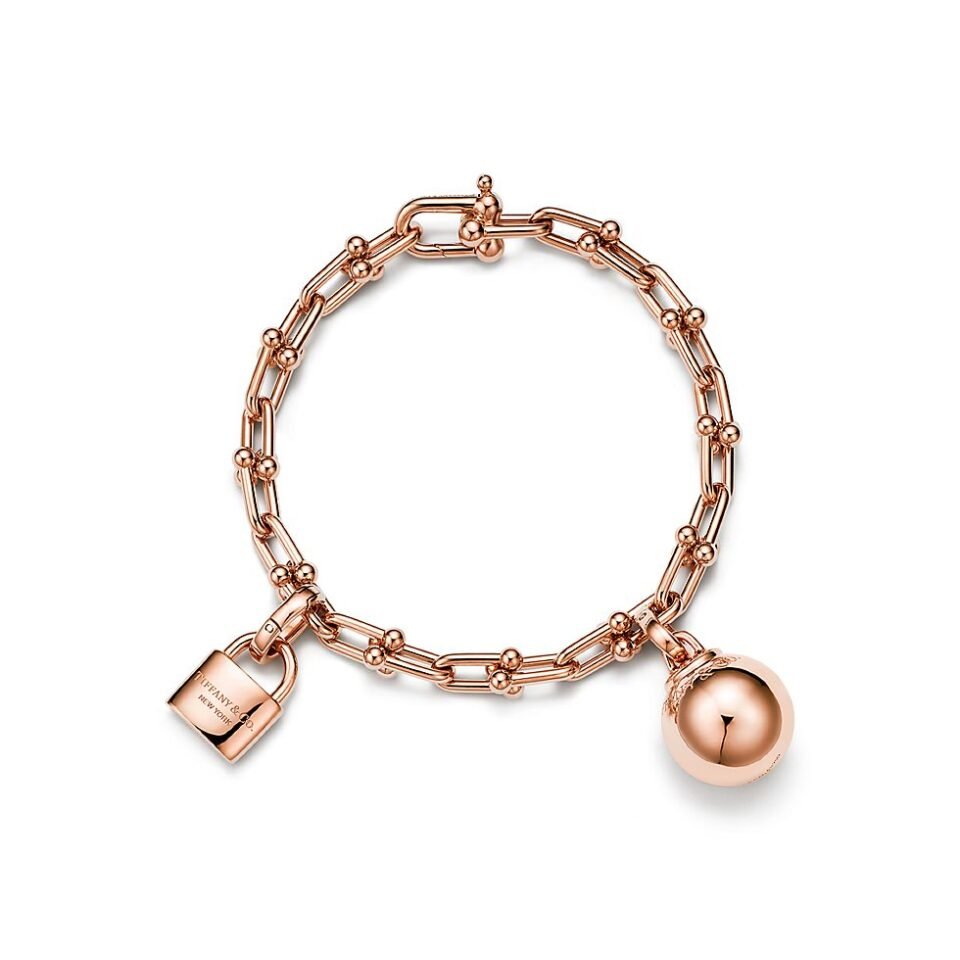 Tiffany HardWear Series Single Layer Wrapped Small Chain Bracelet Rose Gold