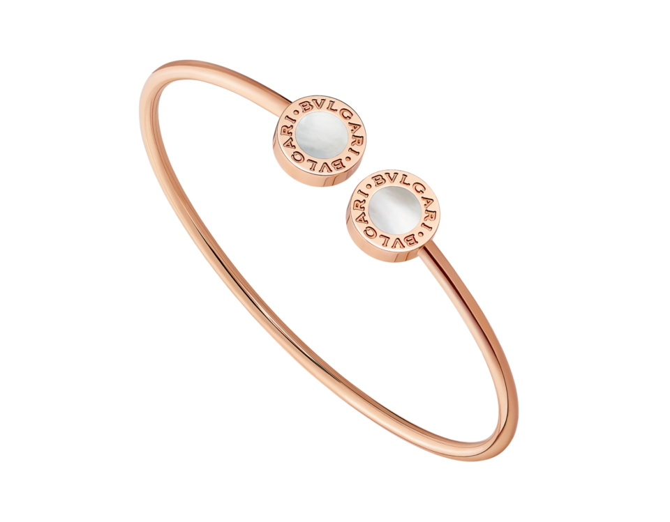 BVLGARI Bangles Round Pearl Inlay Open Cuff Bangle