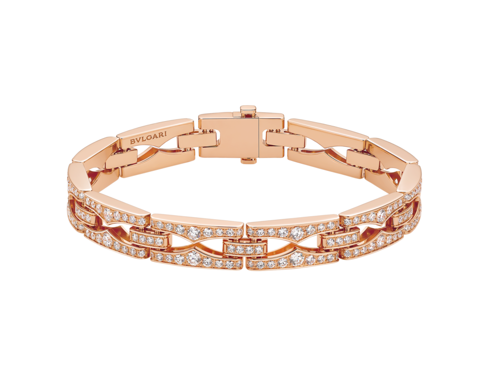 BVLGARI B. Zero1 Series Bracelets fully paved with diamonds With Rose Gold