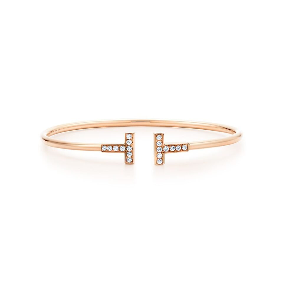 Tiffany T Series Coil Bracelets Rose Gold with Diamonds