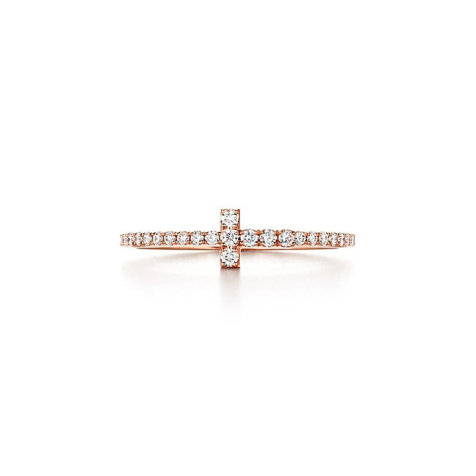 Tiffany T series diamond studded coil rings