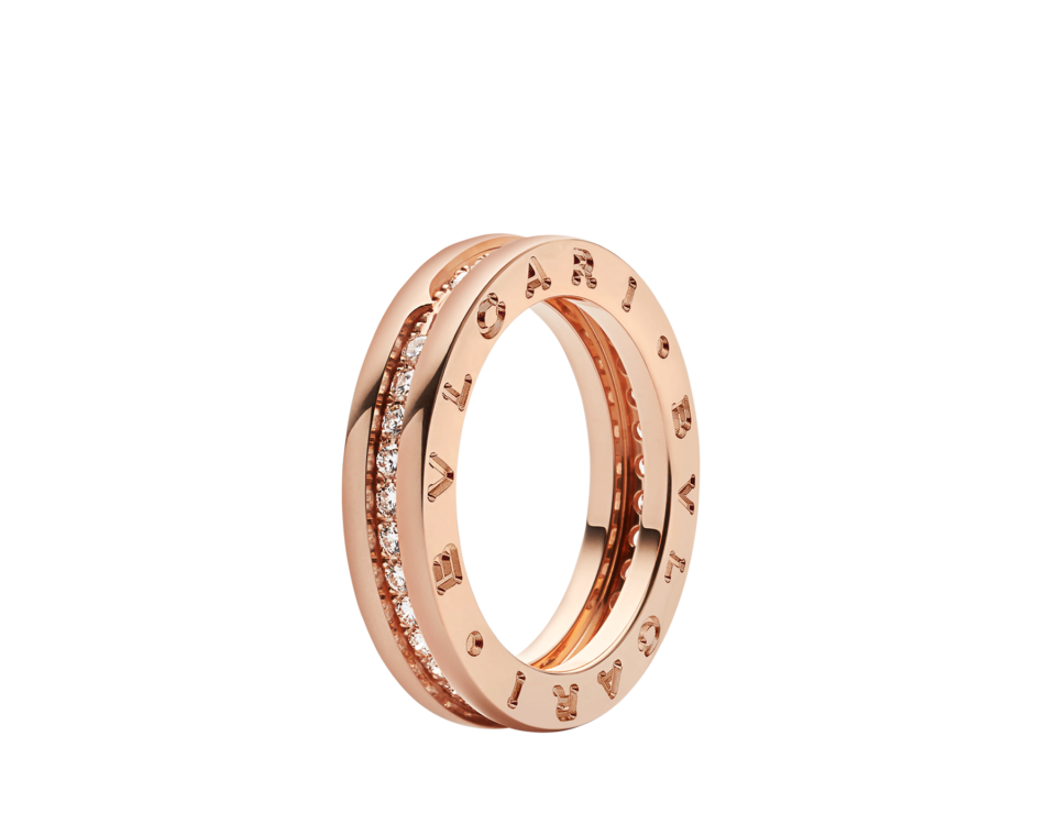 BVLGARI B. Zero1 Series Rings With Rose Gold fully diamonds