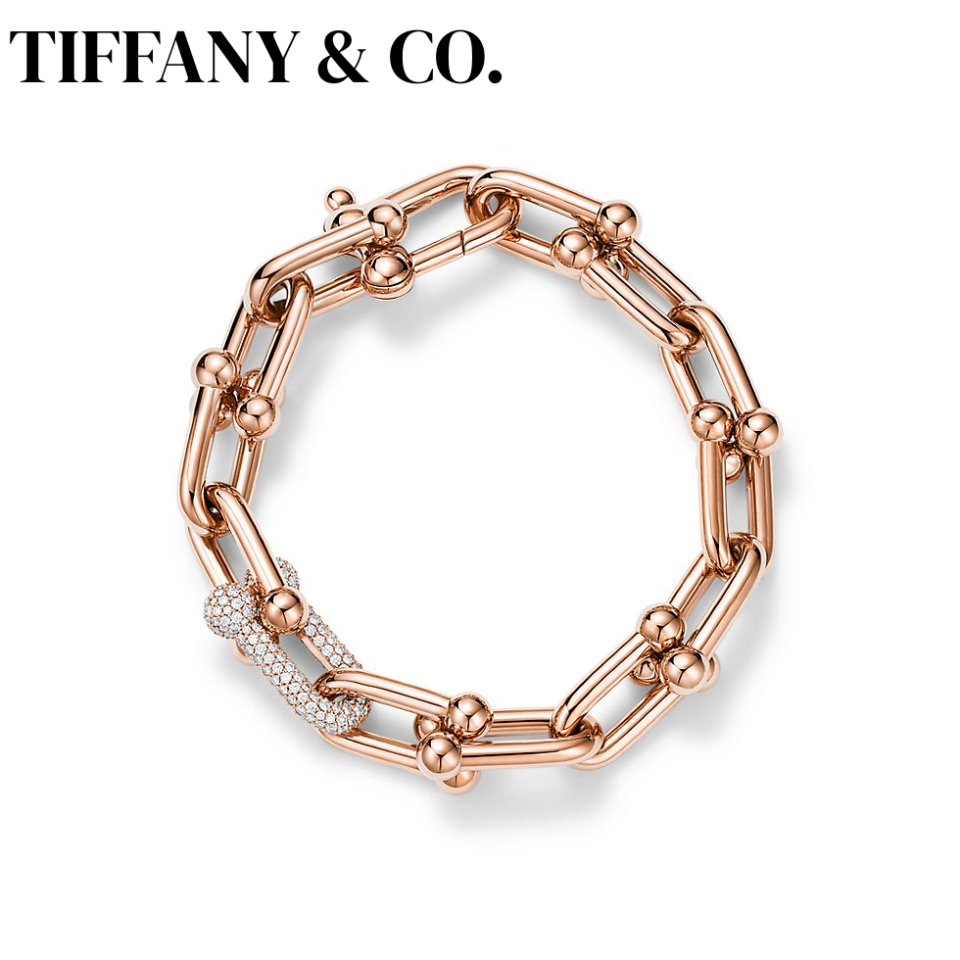 Tiffany HardWear Series Bracelets Large Chain U-shaped With Rose Gold Diamond