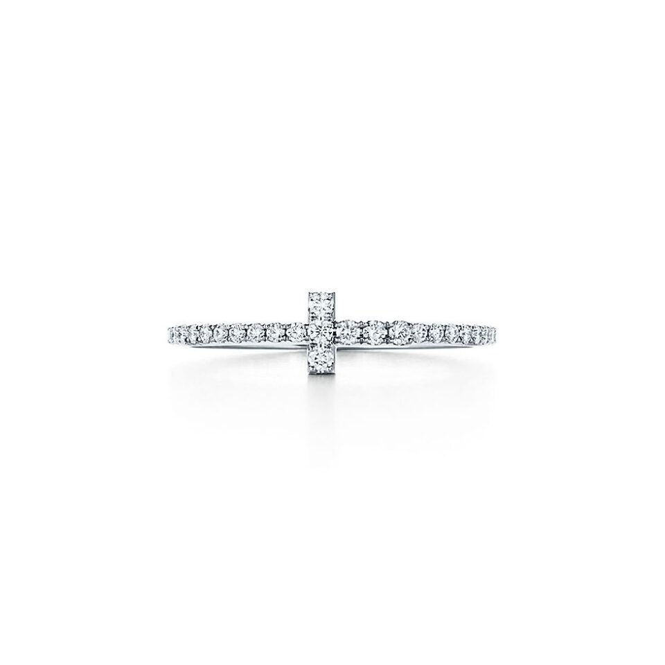 Tiffany T series diamond studded coil rings With 925 Silver