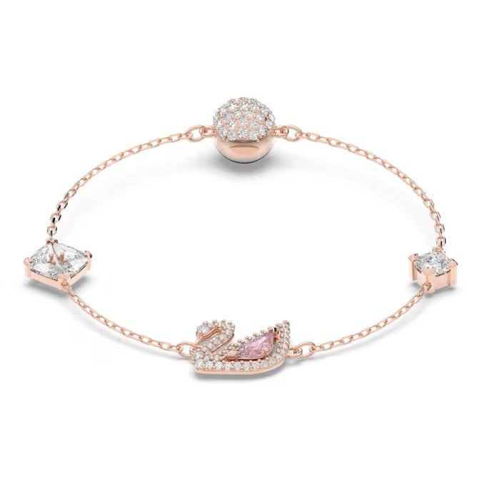 Swarovski Swan Bracelet Swan, Pink, Rose Gold Finish