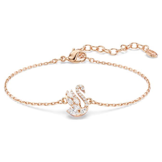 Swarovski Swan bracelet mixed cut, swan, white, rose gold finish
