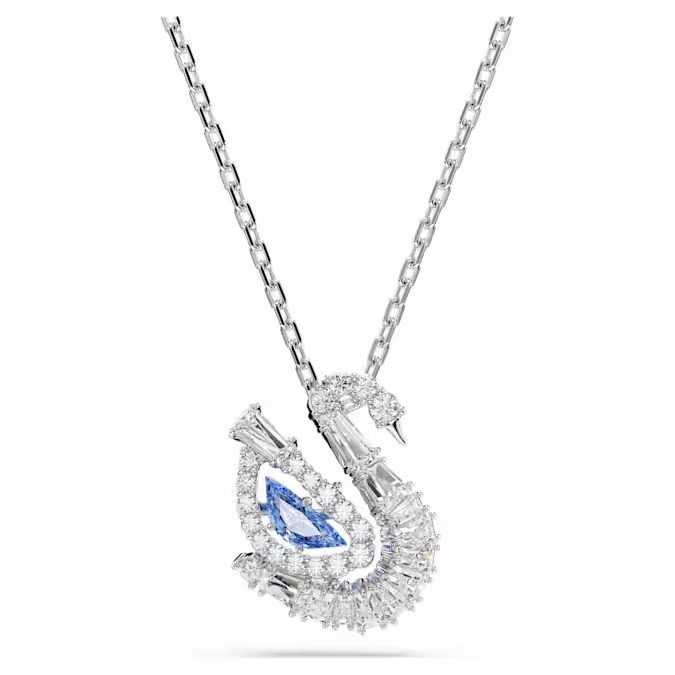 Swarovski Swan pendant mixed cut, swan, blue sterling silver S925