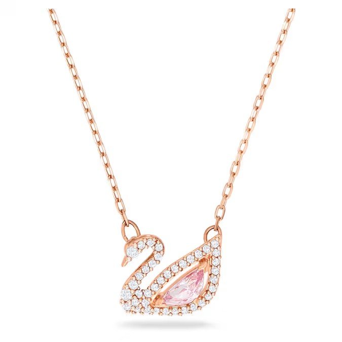 Swarovski Swan Necklace Swan, Pink, Rose Gold Finish