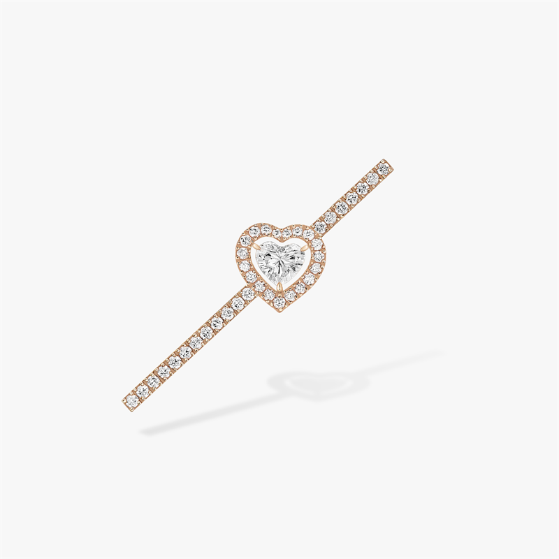 Messika Joy Cœur Diamond Studded Single-sided Earrings With Rose Gold