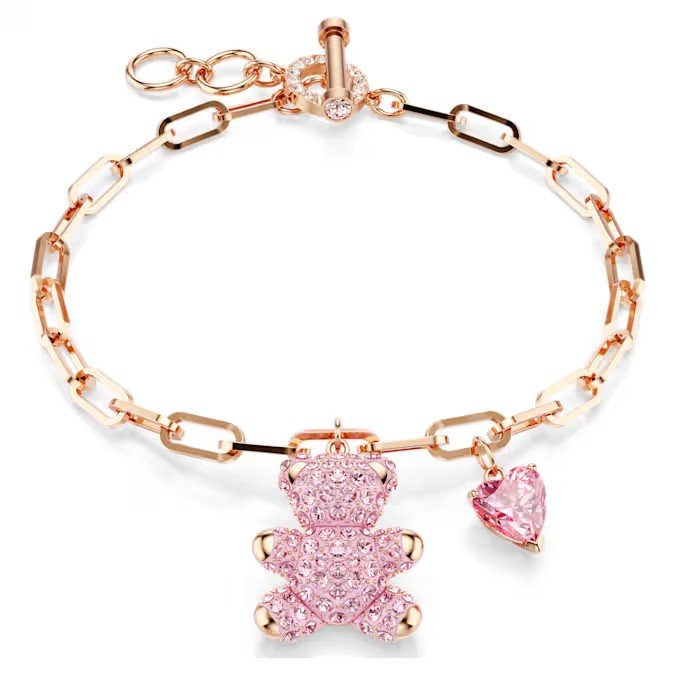 Swarovski Teddy Bracelet Bear, Pink, Rose Gold Finish