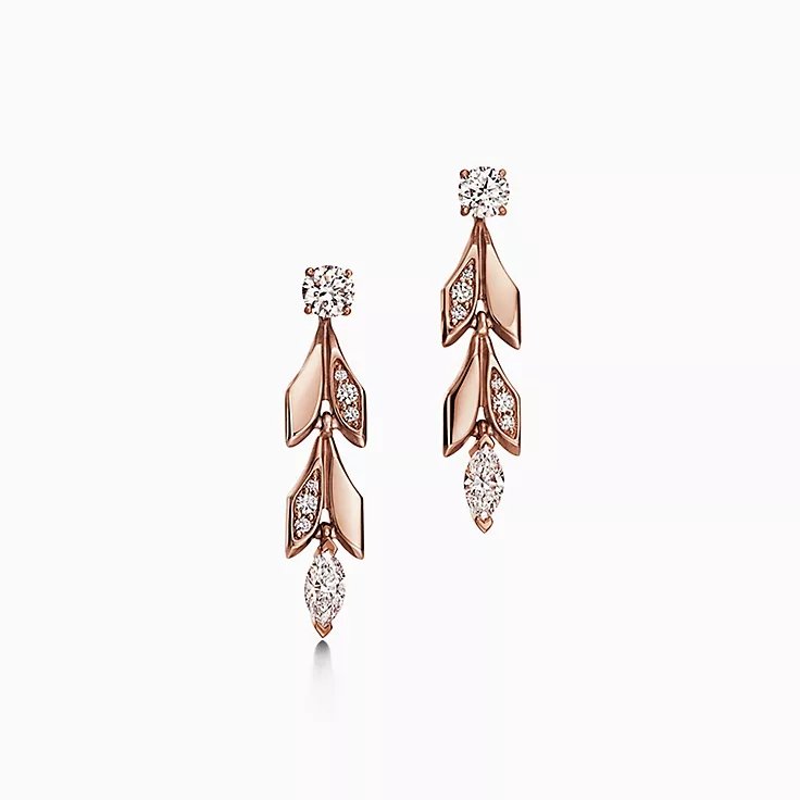 Tiffany gold wheat ear earrings with high-end rose gold temperament