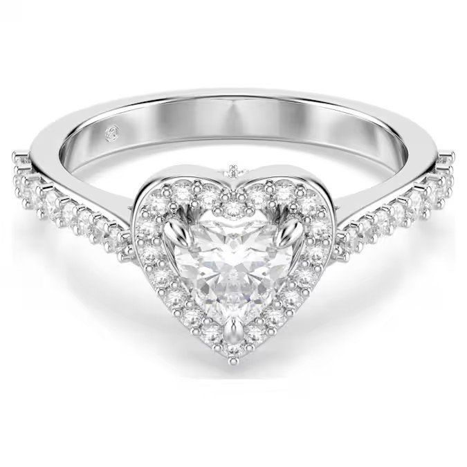 Swarovski Una Angelic ring pattern mixed cut, heart-shaped, white, pure silver S925