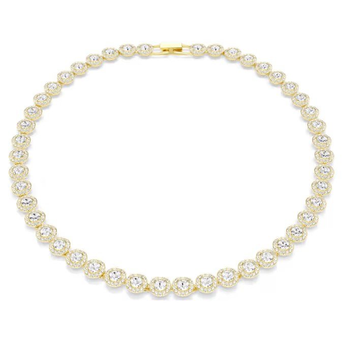 Swarovski Una Angelic necklace circular cut, white, gold finish