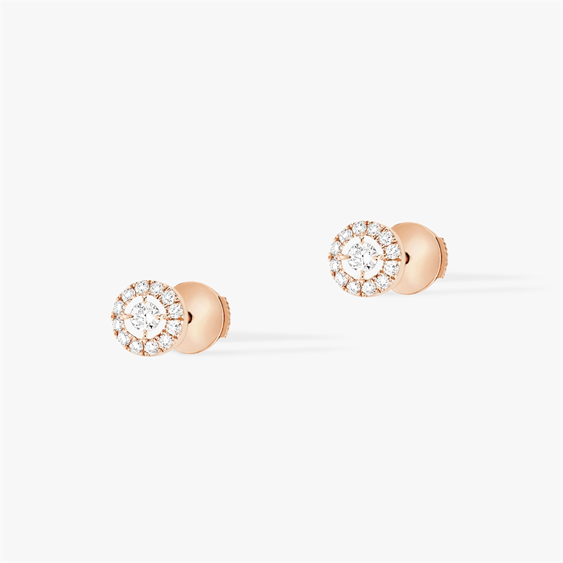 Messika Joy Round Diamond Earrings With Rose Gold