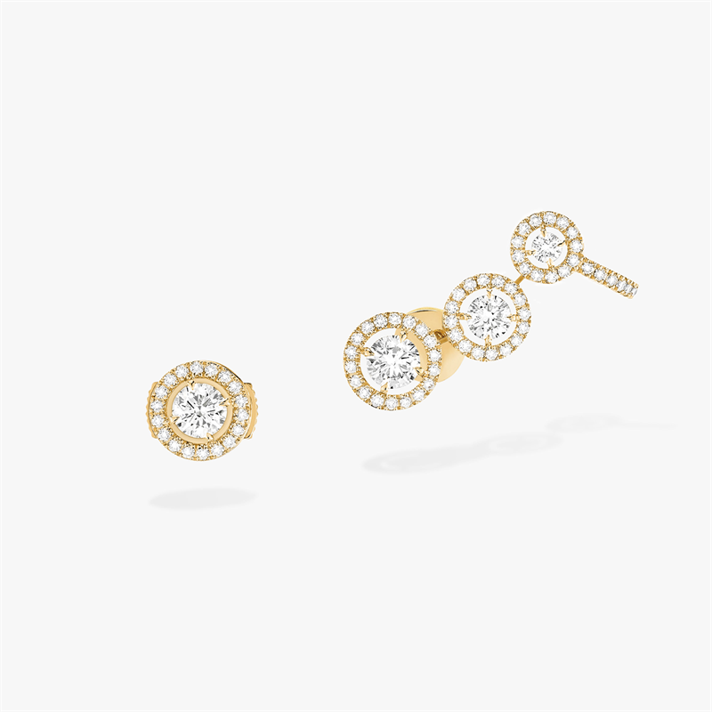 Messika Asymmetric Circular Diamond Earrings With Gold