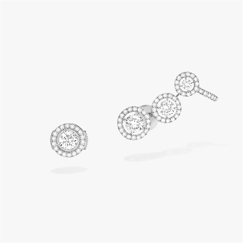 Messika Asymmetric Circular Diamond Earrings With 925 Sterling Silver