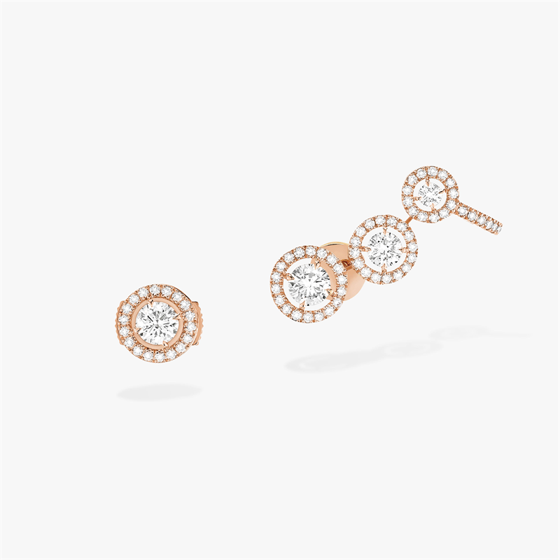 Messika Asymmetric Circular Diamond Earrings With Rose Gold