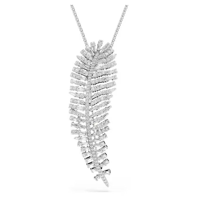 Swarovski Vienna pendant and brooch mixed cut, feather, white sterling silver S925