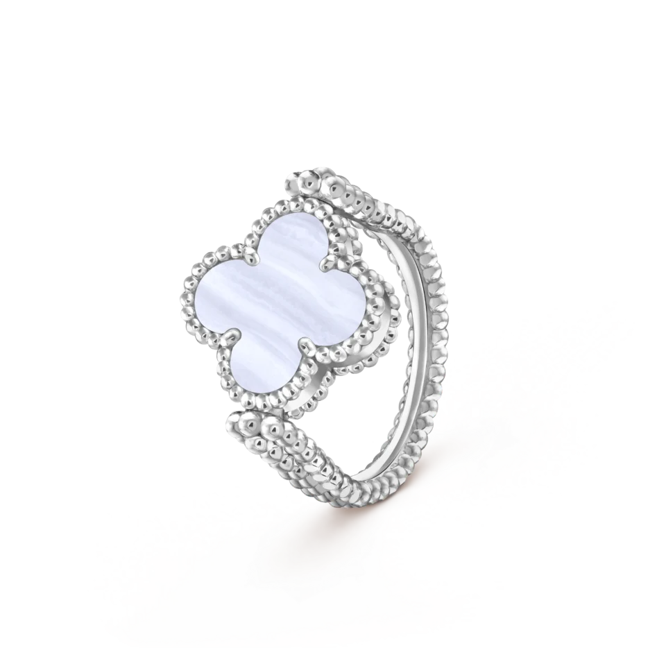 Van Cleef&Arpels Vintage Alhambra Flip Ring, made of pure silver S925 chalcedony
