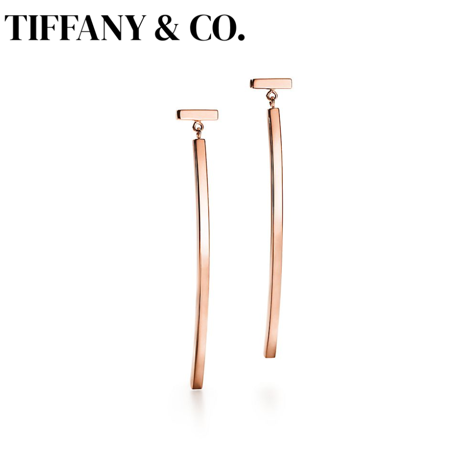 Tiffany Long Rose Gold Earrings Classic Light Luxury