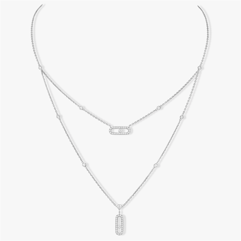 MESSIKA Move Uno Double Loop Diamond Necklaces With 925 Sterling Silver