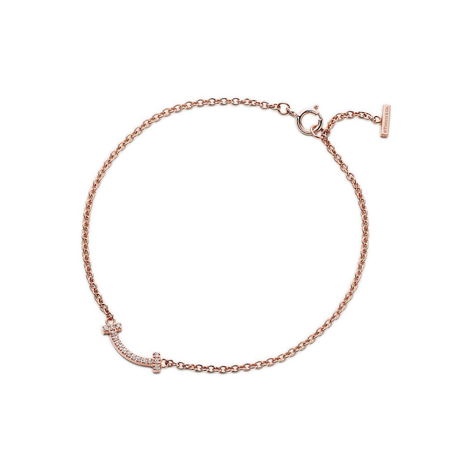 Tiffany T Series Mini Smile Bracelet 18K Rose Gold with Diamonds