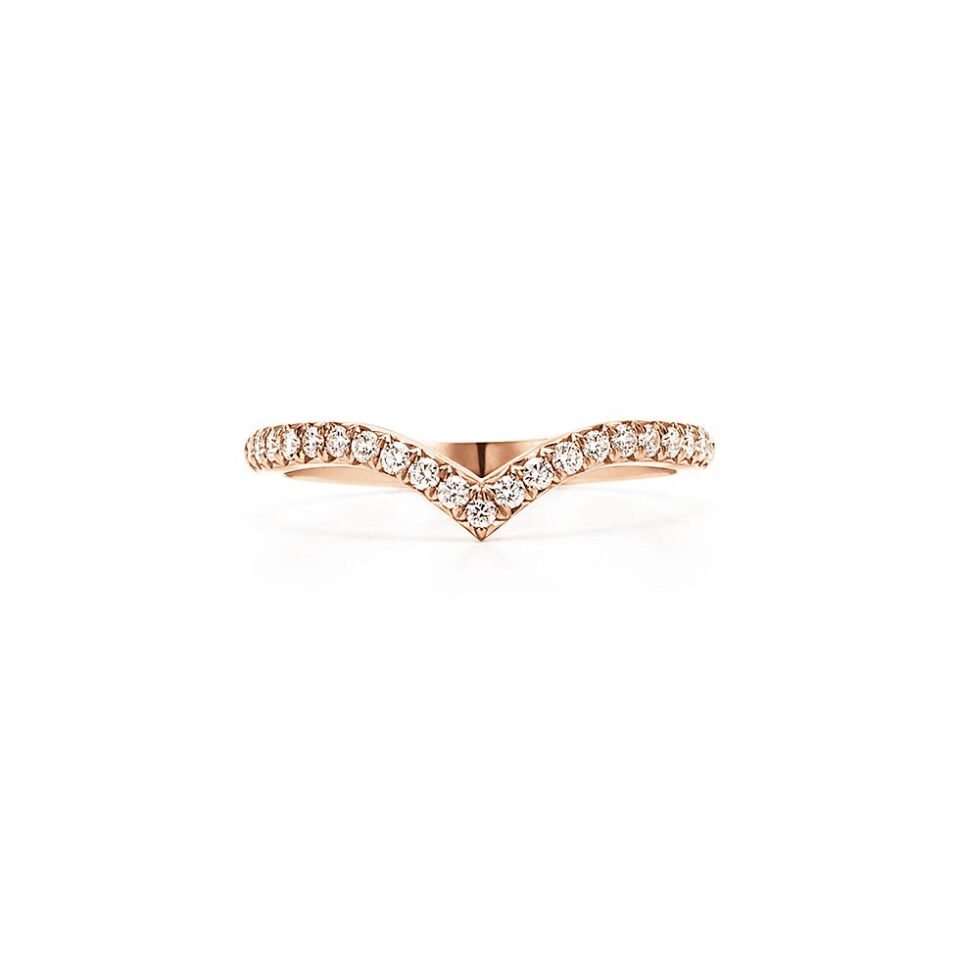 Tiffany Soleste Series V-Rings Rose Gold Set with Diamonds