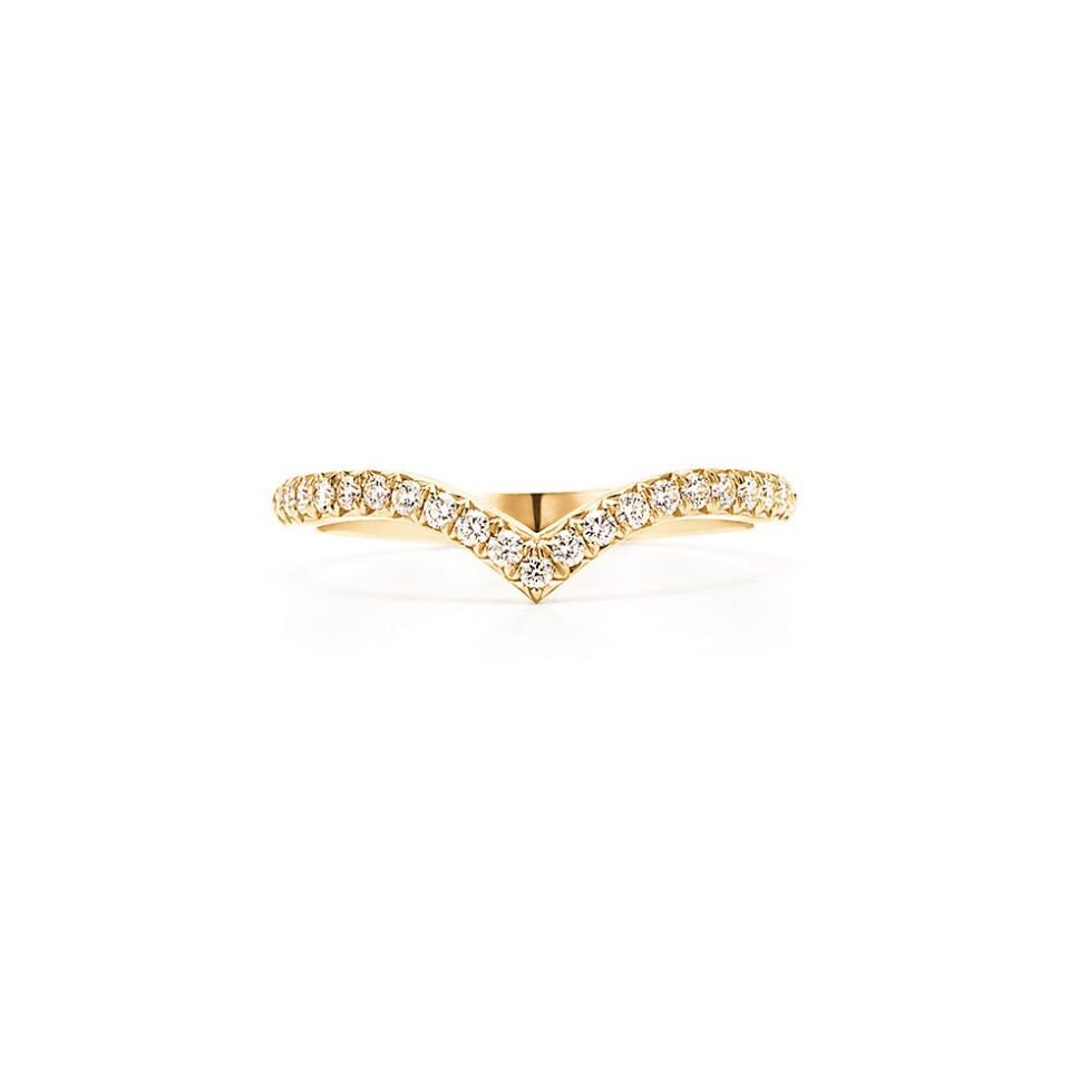 Tiffany Soleste Series V-Rings 18K Gold Set with Diamonds