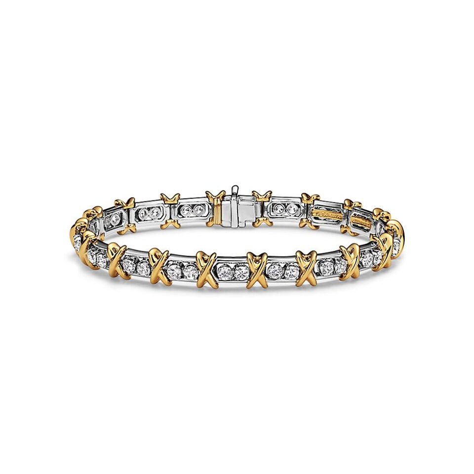 Tiffany Sixteen Stone Series Bracelet 925 Silver and 18K Gold with Diamonds