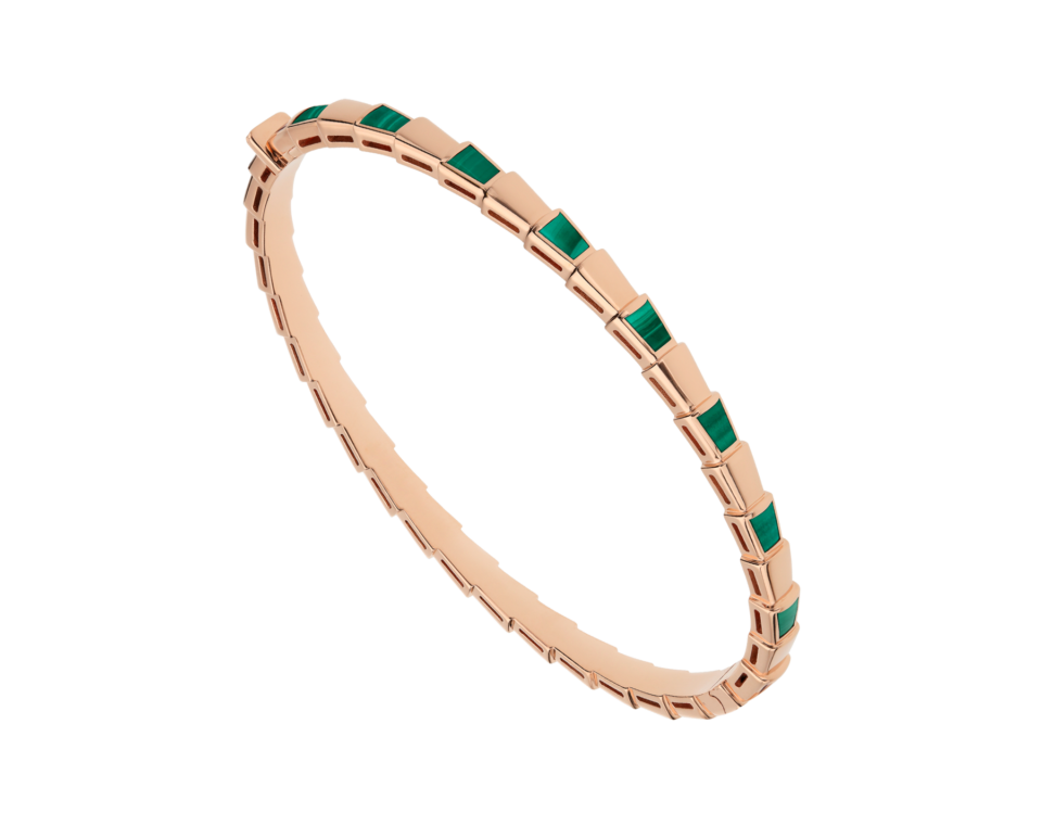 BVLGARI Serpenti Viper Bangles Green Shell With 925 Sterling Silver